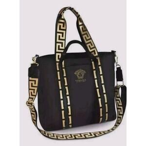 Versace Medusa Greca Goddess Greek Key Weekender Tote, Dust Bag, Pouch NEW